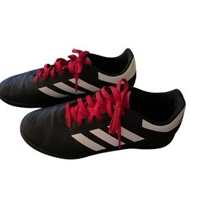 Adidas Black and White Sneakers with Red Laces